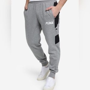 Puma Gray Joggers with Black Panels Men's Size M